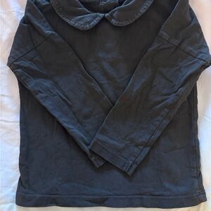 GRAY LABEL DARK GRAY/BLACK PETER PAN COLLAR LONG SLEEVE TODDLER GIRLS TOP 18-24